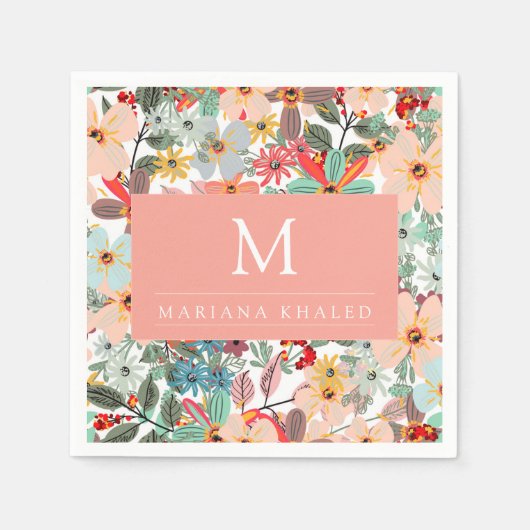 Romantic Floral soft Pink Green Pach Classic Servet (Voorkant)