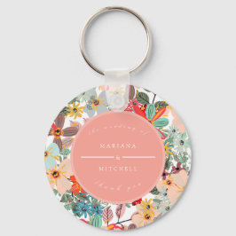 Romantic Floral soft Pink Green Pach Classic Sleutelhanger