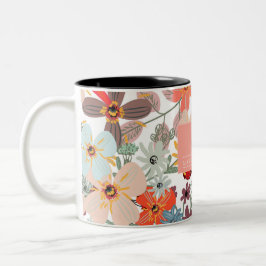 Romantic Floral soft Pink Green Pach Classic Tweekleurige Koffiemok