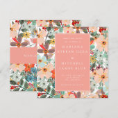 Romantic Floral soft Pink Green Pach Invitation (Voorkant / Achterkant)