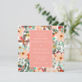 Romantic Floral soft Pink Green Pach Invitation (Staand voorkant)