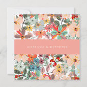 Romantic Floral soft Pink Green Pach Invitation (Achterkant)