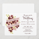 Romantic Floral Song of Solomon Wedding Invitation Kaart (Voorkant / Achterkant)