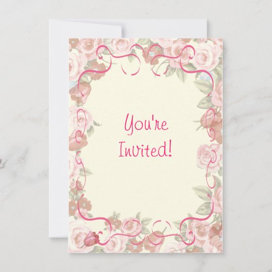 Romantic Floral Tea Party Invitation Kaart (Achterkant)