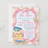 Romantic Floral Tea Party Invitation Kaart (Voorkant)
