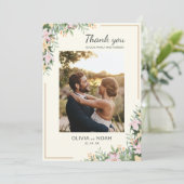 Romantic Floral Thank You Photo Card Save The Date (Staand voorkant)