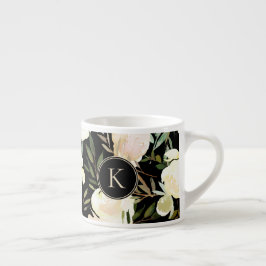 Romantic Floral Vanilla Green Waterverf Espresso Kop