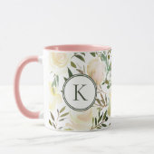 Romantic Floral Vanilla White Waterverf Monogram Mok (Links)