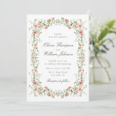 Romantic Floral Vine Frame Wedding Invitation Kaart (Staand voorkant)