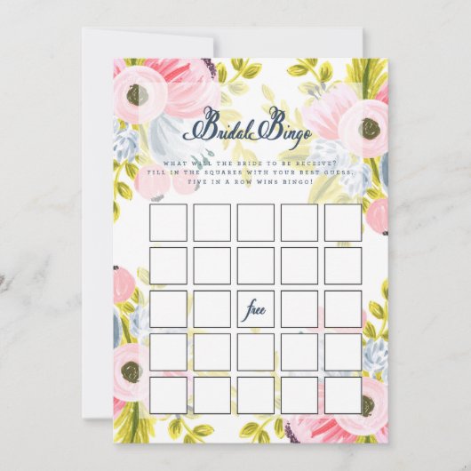 Romantic Floral Vrijgezellenfeest Bingo Game Card Kaart (Voorkant)