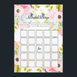 Romantic Floral Vrijgezellenfeest Bingo Game Card Kaart<br><div class="desc">() </div>