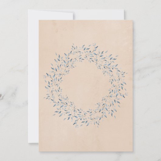 Romantic Floral Waterverf Blue Script Wedding Kaart (Achterkant)