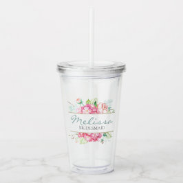 Romantic Floral Waterverf Bridesmaid Gift Acryl Drinkbeker