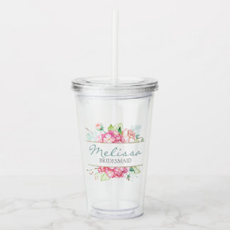 Romantic Floral Waterverf Bridesmaid Gift Acryl Drinkbeker