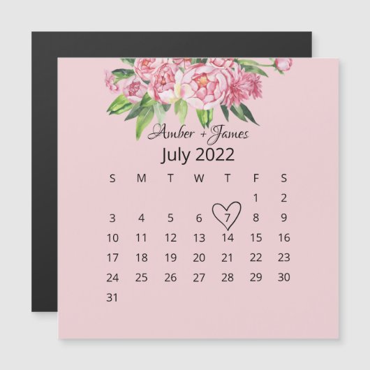 Romantic Floral Waterverf pony's sparen de datum Magnetische Uitnodiging (Voorkant / Achterkant)