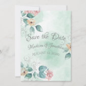 Romantic Floral Waterverf Script Save The Date (Voorkant)