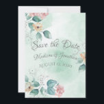 Romantic Floral Waterverf Script Save The Date<br><div class="desc">De manier waarop de bladeren op deze prachtige dag stromen, behalve de datum, geeft uitdrukking aan de genade en schoonheid van dit ontwerp en van uw trouwdag. Voor je bruiloft kun je heel veel groenen gebruiken, die eucalyptus stromen uit de boekjes van witte volken en linten galore. De pony's zitten...</div>