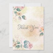 Romantic Floral Waterverf Wedding Bedankkaart (Voorkant)