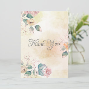 Romantic Floral Waterverf Wedding Bedankkaart