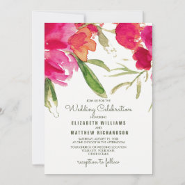 Romantic Floral Waterverf Wedding Invitations Kaart