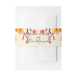 Romantic Floral | Weddenschap Belly Band Uitnodigingen Wikkel