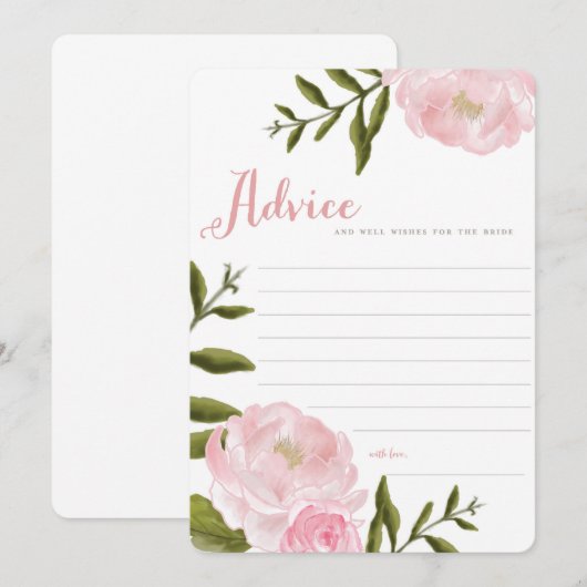 Romantic Floral Wedding Advice-kaarten Advieskaart (Voorkant / Achterkant)