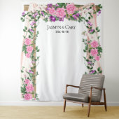 Romantic Floral Wedding Backdrop Foto Booth Wandkleed (In situ)