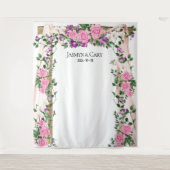 Romantic Floral Wedding Backdrop Foto Booth Wandkleed (Voorkant)