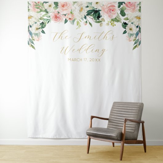 Romantic Floral Wedding Backdrop Wandkleed (In situ)