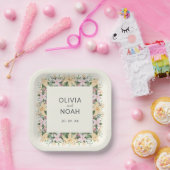 Romantic floral wedding - boho party papieren bordje (Feest)