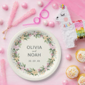 Romantic floral wedding - boho party papieren bordje (Feest)