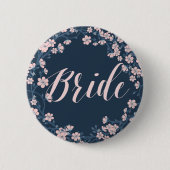 Romantic Floral Wedding Buttons Pink Wreatbride (Voorkant)
