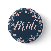 Romantic Floral Wedding Buttons Pink Wreatbride