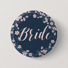 Romantic Floral Wedding Buttons Pink Wreatbride