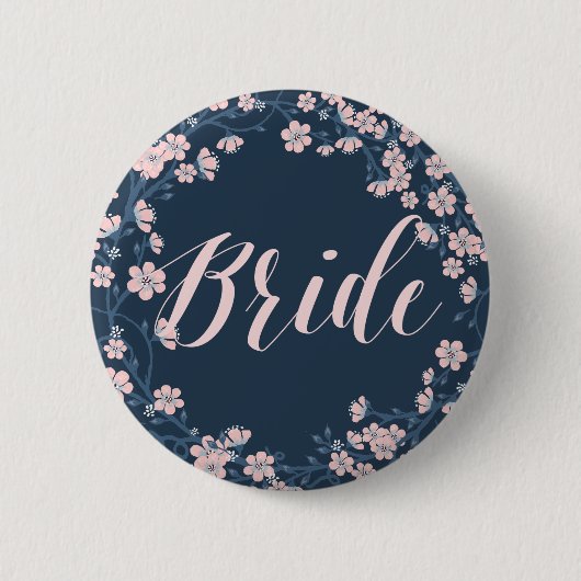 Romantic Floral Wedding Buttons Pink Wreatbride (Voorkant)