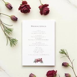 Romantic Floral Wedding Information Card Informatiekaartje