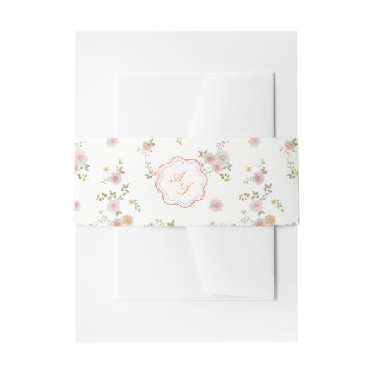 Romantic Floral Wedding Invitation Belly Band Uitnodigingen Wikkel (Voorkant Voorbeeld)