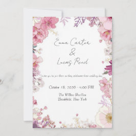 Romantic Floral Wedding Invitation Card Kaart