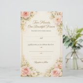 Romantic Floral Wedding Invitation Card Template Briefpapier (Staand voorkant)