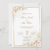 Romantic Floral Wedding Invitation Dusty Blush Peo Kaart (Voorkant)