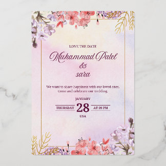 Romantic Floral Wedding Invitation – Elegant Paste Folie Uitnodiging