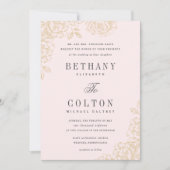 Romantic Floral Wedding Invitation | Goud Kaart (Voorkant)