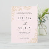 Romantic Floral Wedding Invitation | Goud Kaart (Staand voorkant)