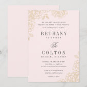 Romantic Floral Wedding Invitation | Goud Kaart (Voorkant / Achterkant)