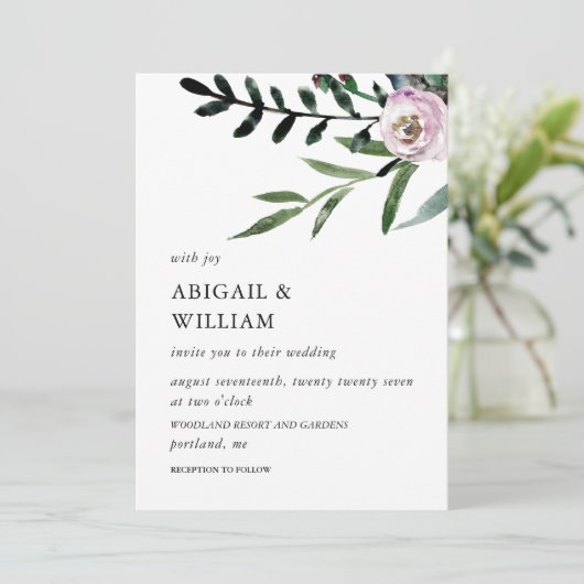 Romantic Floral Wedding Invitation Kaart (Staand voorkant)