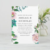 Romantic Floral Wedding Invitation Kaart (Staand voorkant)