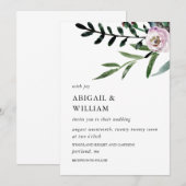 Romantic Floral Wedding Invitation Kaart (Voorkant / Achterkant)