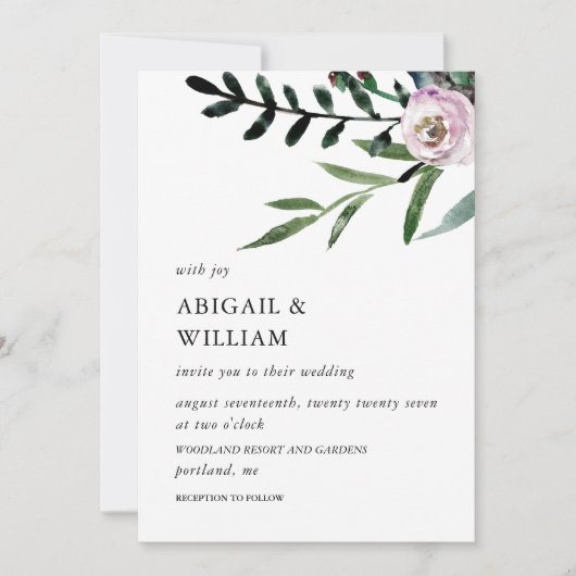 Romantic Floral Wedding Invitation Kaart (Voorkant)