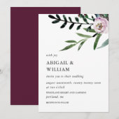 Romantic Floral Wedding Invitation Kaart (Voorkant / Achterkant)