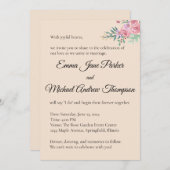 Romantic Floral Wedding Invitation Kaart (Voorkant / Achterkant)